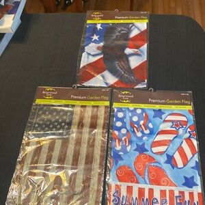Garden Flags (3) Briarwood Lane. New in packages.